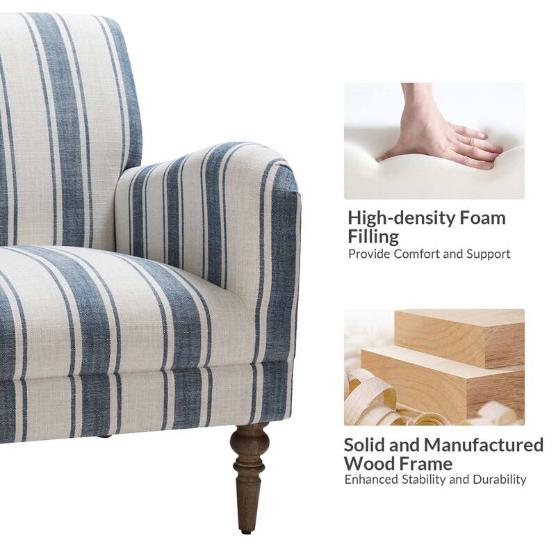 Seip Transitional Striped Arm Chair with Spindle Wood Legs Set of 2 by HULALA HOME