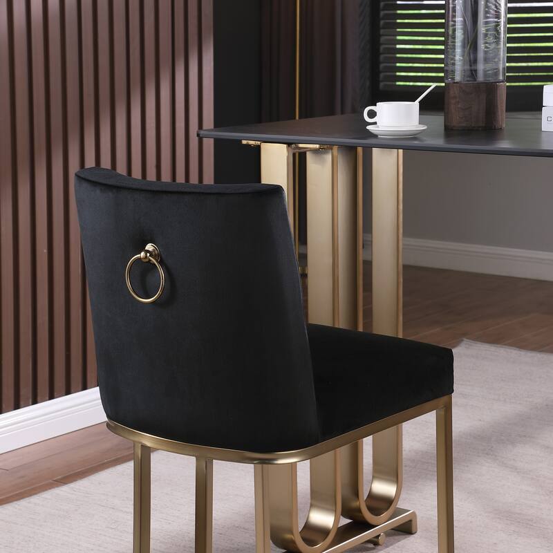 Modern 26" Set of 2 Bar Stools with Velvet Backrest Cushioned Seat and Metal Frame for Bar Counter Dining Room or Living Room