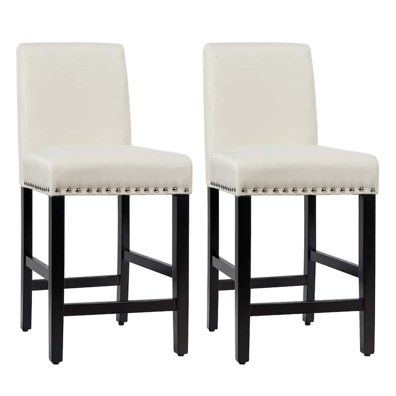 Costway Set of 2 25'' Kitchen Breakfast Chairs Nailhead Bar Stools