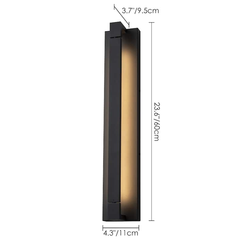 23.6 in. 1-Light Modern Black/Gold Linear Bathroom Vanity Light over Mirror Rotatable Aluminum Integrated LED Wall Light