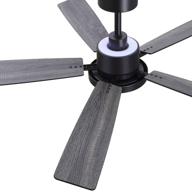 52" Black 5-Blade Integrated LED Ceiling Fan with Light and Remote