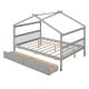 preview thumbnail 31 of 32, Full Size Wooden House Bed with Drawers - Stylish and Functional Kids' Bedroom Furniture