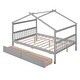 preview thumbnail 51 of 80, Wood Bed Children's House Platform Beds with Two Drawers, Roof, Included Headboards, Solid Wood Daybed, No Box Spring Needed