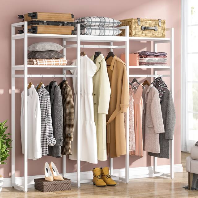 Tribesigns Garment Rack, 75 inch Freestanding Closet Organizer for Hanging Clothes