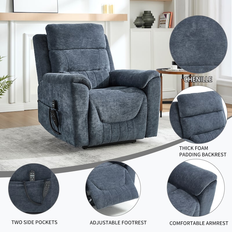 350 Lbs Leatherair Power Lift Recliner Chair,Heavy Duty Motion Mechanism With 8-Point Vibration Massage And Lumbar Heating