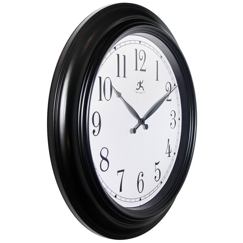 Classic Black Large Wall Clock 24 inch by Infinity Instruments 24 x 2