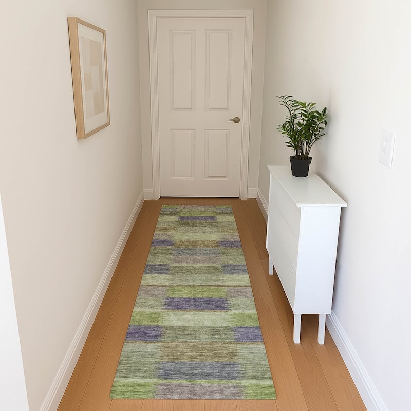 Premium Washable Super Soft Geo Stripe Mayfield Rug - Aloe - 2'3" x 7'6"