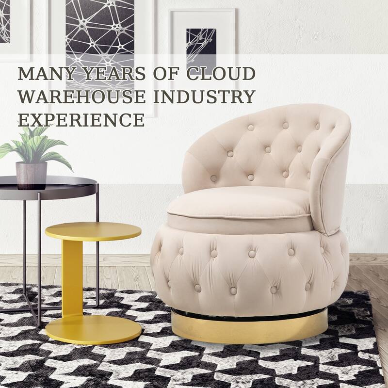 360 Degree Swivel Cuddle Barrel Accent Storage Chairs, Round Armchairs with Wide Upholstered, for Living Room