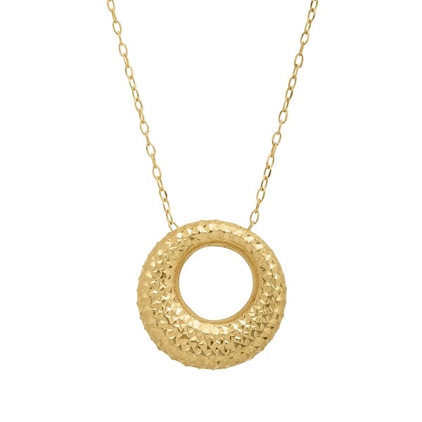 Eternity Gold Puffed Open Circle Pendant in 14K Gold - Yellow
