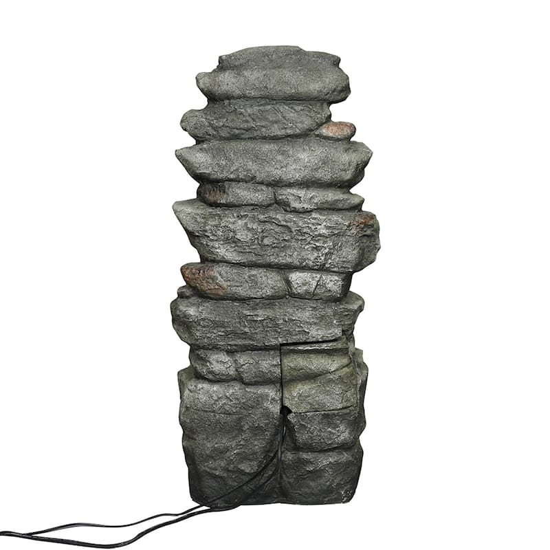 Outdoor Rockery Fountain, Outdoor Water Fountain with LED Lights