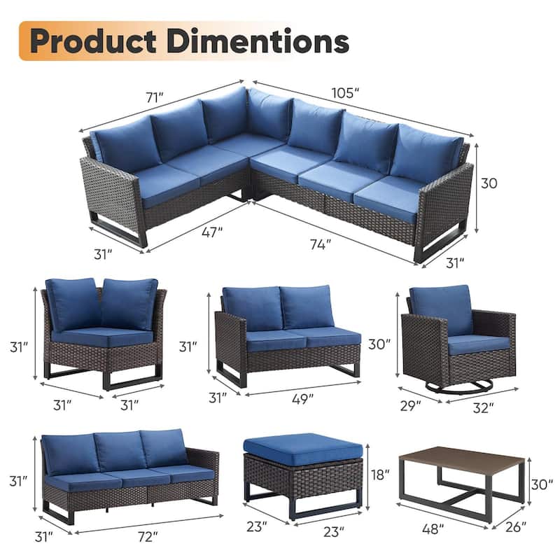 Wicker Patio Conversation Set with Cushion and Table