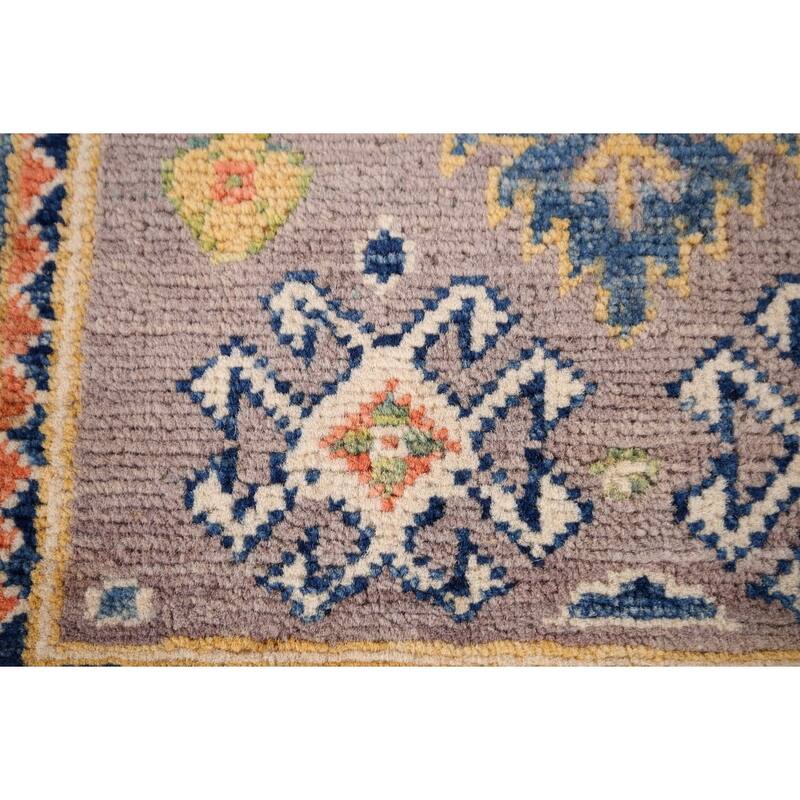 Geometric Kazak Accent Rug Handmade Oriental Wool Carpet - 2'1" x 2'10"