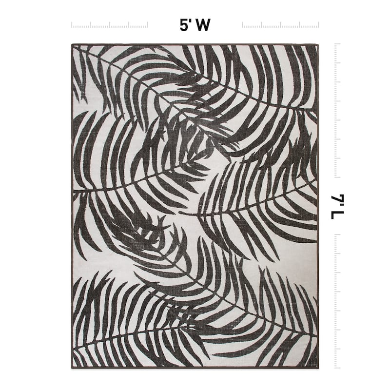 Floral Leaves Flatweave Indoor/Outdoor Area Rug