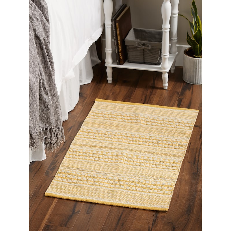 DII Stone Dobby Stripe Hand-Loomed Rug 2ft 6inx6 Ft - 36.0 In. L X 24.0 In. W X 0.2 In. H