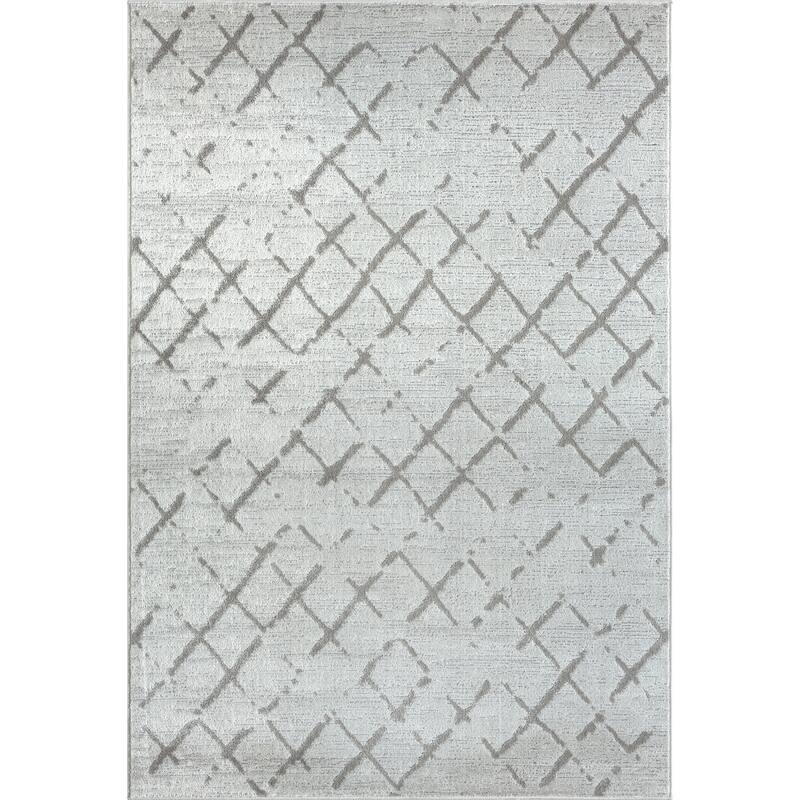 Sevita Modern Cream/Gray Geometric Diamond Abstract Rug