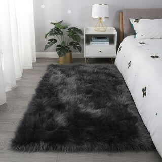 Scratch Proof Rug Luxury Sheepskin Faux Fur Area Rug - Rectangular, Hand Tufted, Soft ...