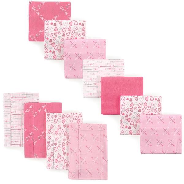 slide 1 of 1, Luvable Friends Infant Girl Cotton Flannel Burp Cloths and Receiving Blankets, 11-Piece, Love, One Size - Love - One Size One Size - Love