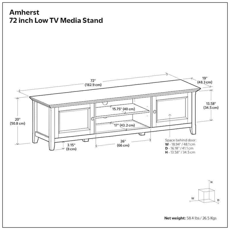 WYNDENHALL Halifax SOLID WOOD 72 inch Wide Transitional TV Media Stand in Hickory Brown For TVs up to 80 inches