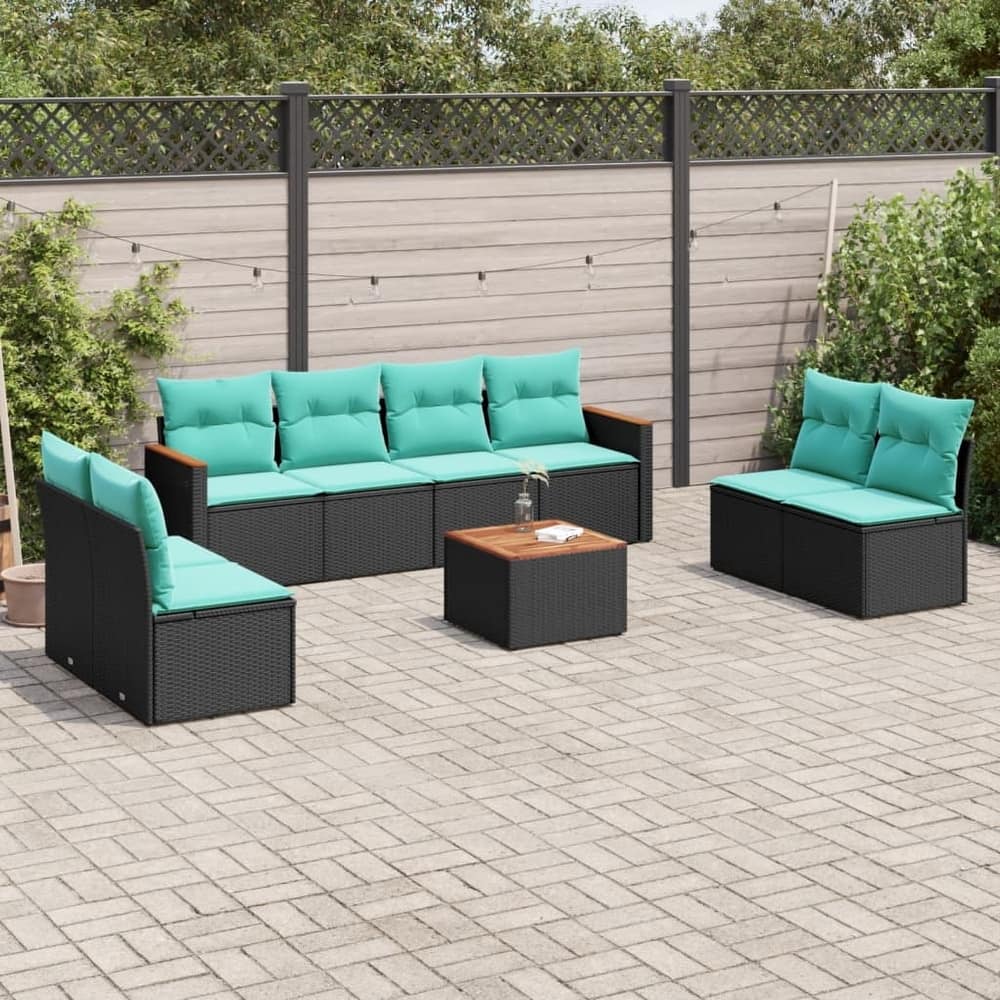 vidaXL Patio Sofa Set with Cushions Outdoor Conversation Furniture Poly Rattan - 21.7x 24.4x 27.2