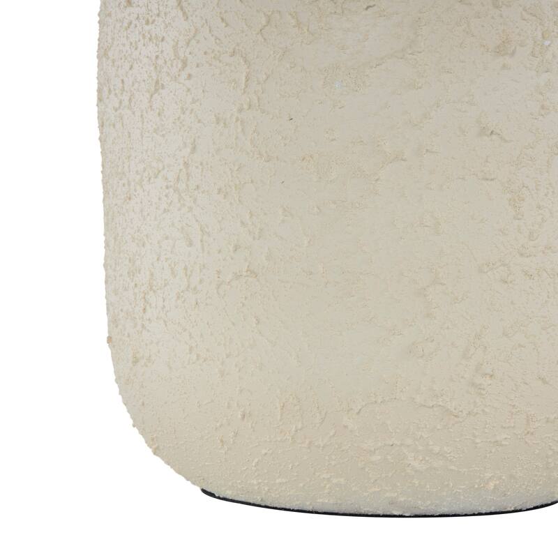 Cream Metal Minimalistic Distressed Textured Decorative Vase (Set of 2)