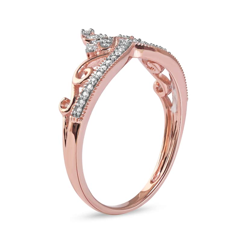 IGI Certified 1/8ct TDW Diamond Crown Wedding Ring in 10K Gold for Women