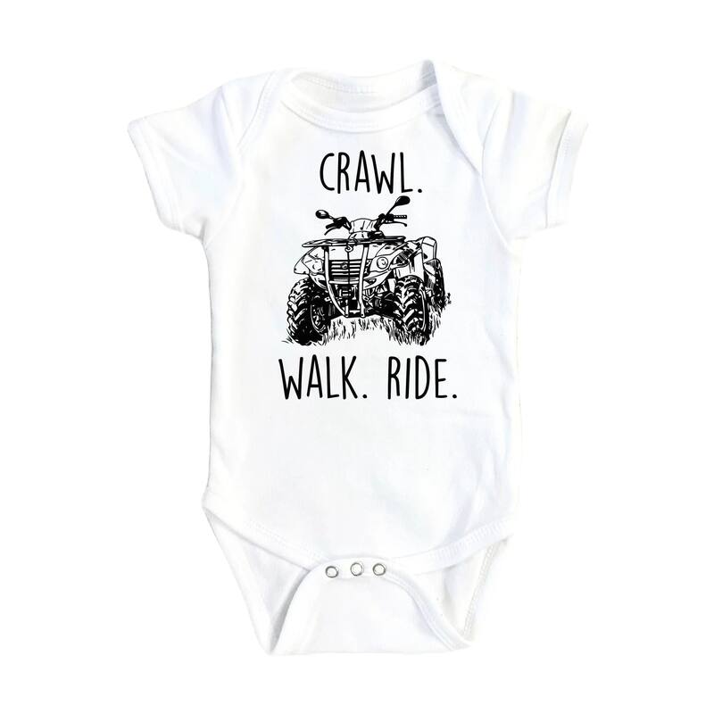 ATV Crawl - Baby Boy Girl Clothes Infant Bodysuit Funny Cute Newborn - White - Newborn
