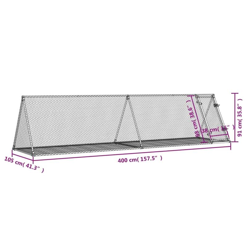 vidaXL Rabbit Hutch Animal Enclosure Bunny House Silver Galvanized Steel