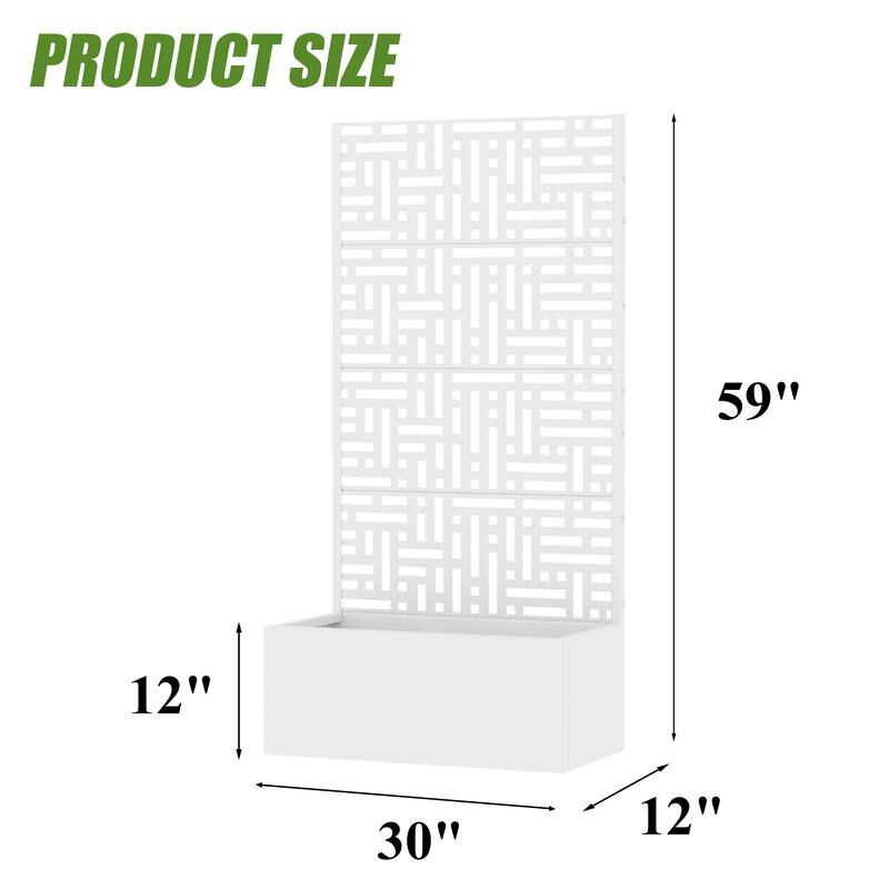 Galvanized Planter Box with Trellis & Privacy Screen