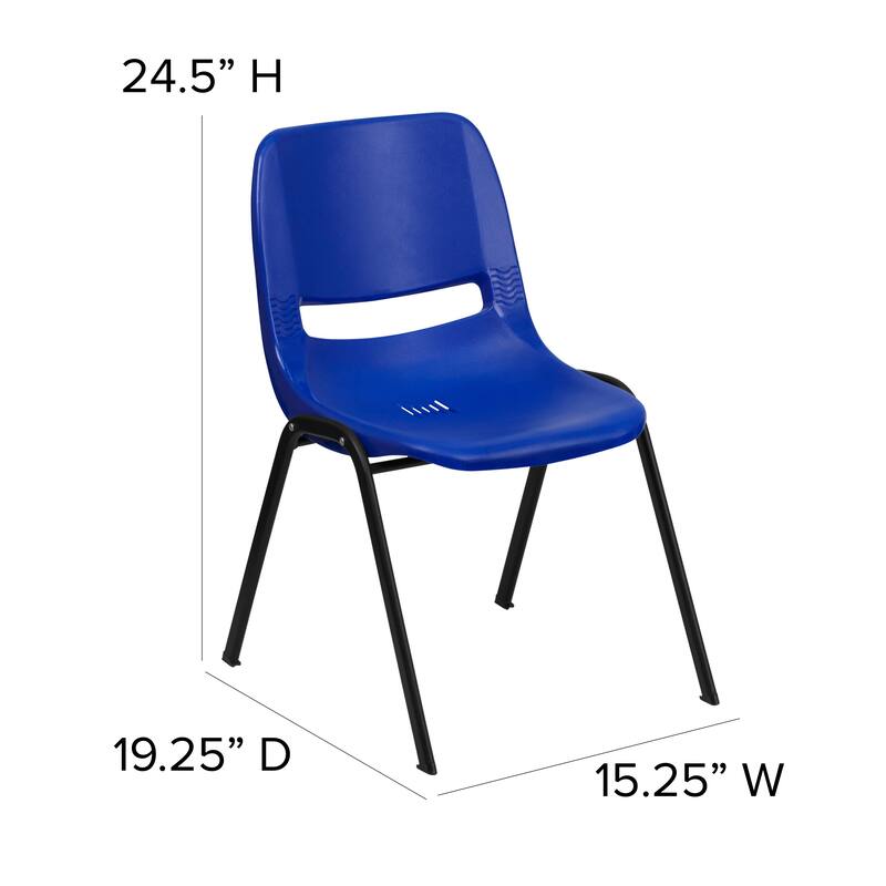 5 Pack 440 lb. Capacity Kid's Ergonomic Shell Stack Chair - 19.25"D x 15.25"W x 24.5"H