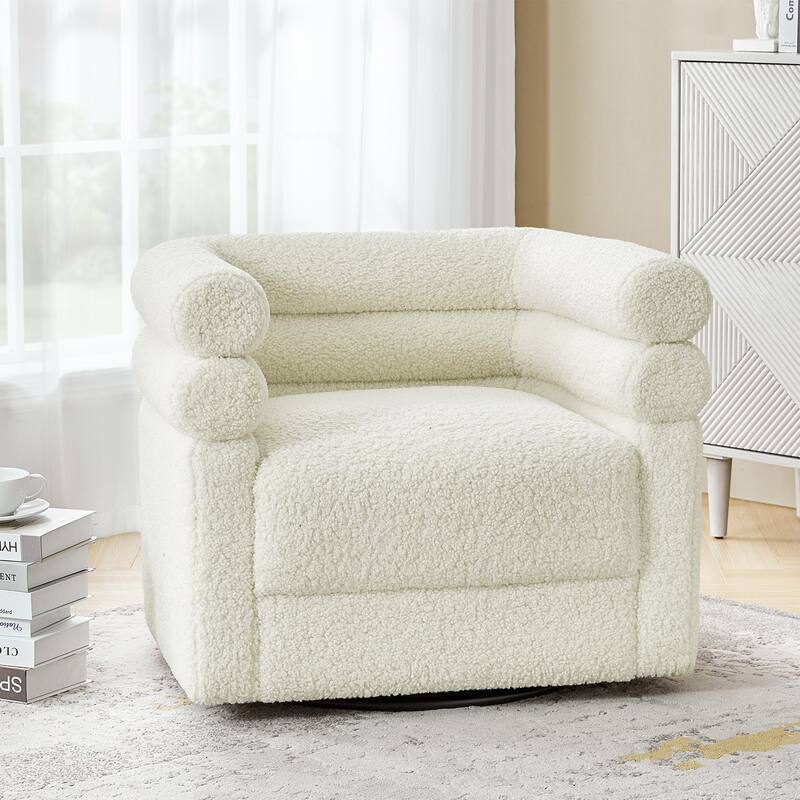 Rosa Modern Boucle Swivel Chair with Pillow by HULALA HOME
