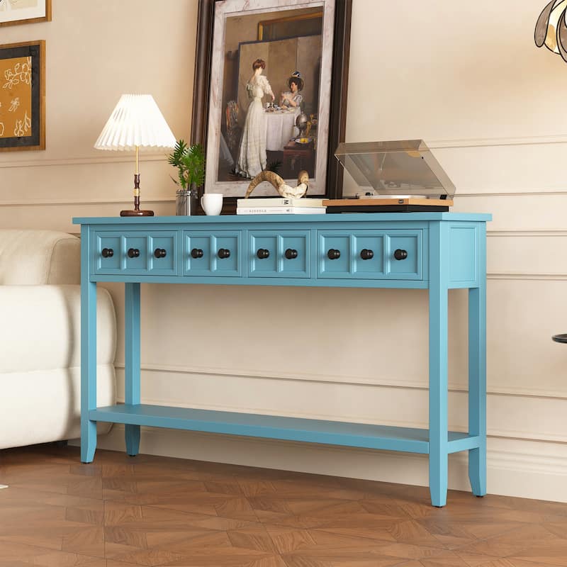 Rustic Entryway Console Table(Turquoise Green)