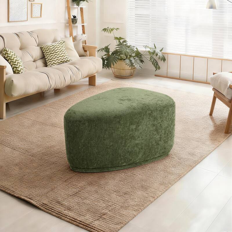 Modern Triangular Upholstered Accent Ottoman - Small - Hunter Green/S