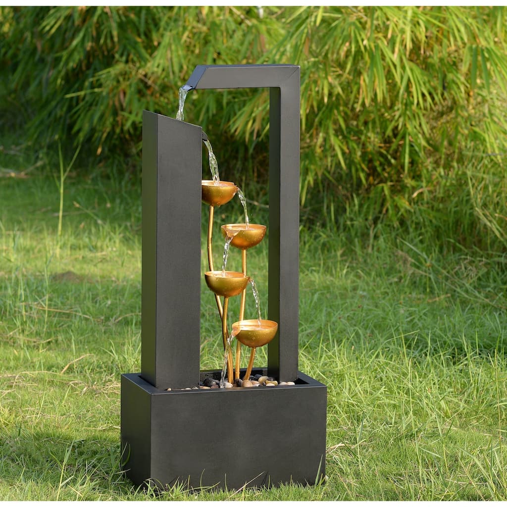 Cascading Metal Cups Outdoor Garden Water Fountain - 38.25"