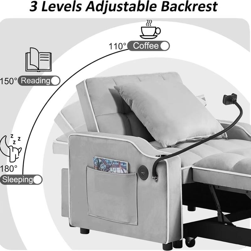 Adjustable backrest multifunctional sofa bed modern design