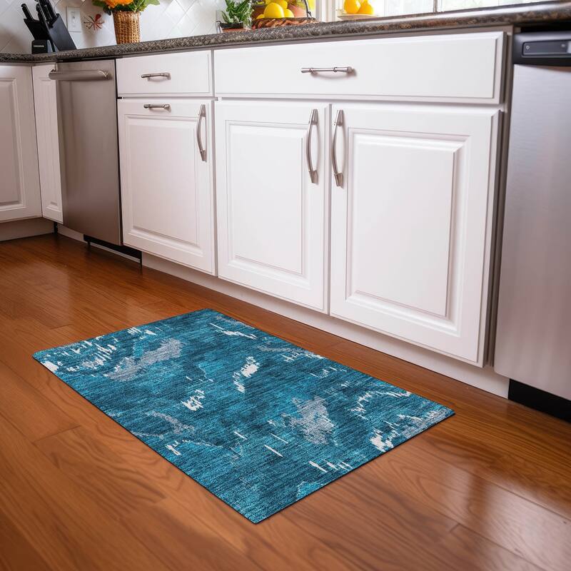 Premium Washable Super Soft Modern Ziggy Mayfield Rug - Navy - 1'8" x 2'6"