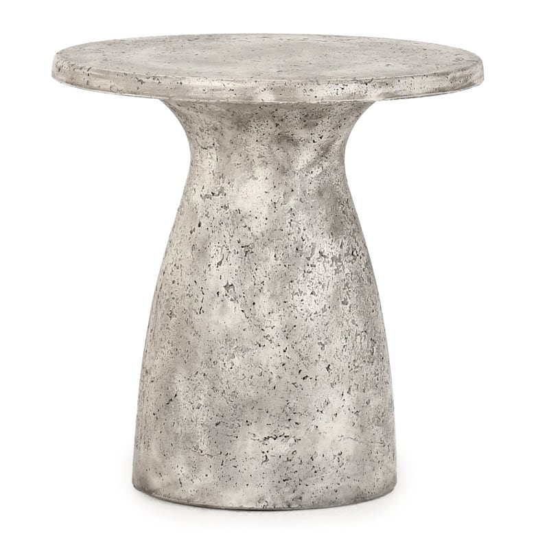 Classic Home Collins 16" Round Concrete Outdoor Accent Table - 16Wx16Dx18H - 16Wx16Dx18H - Rough Light Grey