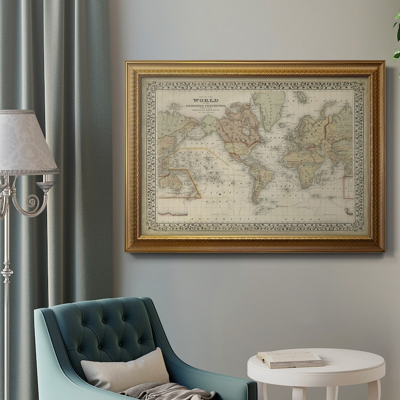 Mitchell's World Map Premium Framed Canvas- Ready to Hang