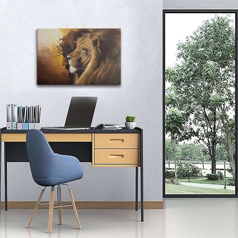 Jesus and Lion Canvas Wall Art Decor Picture