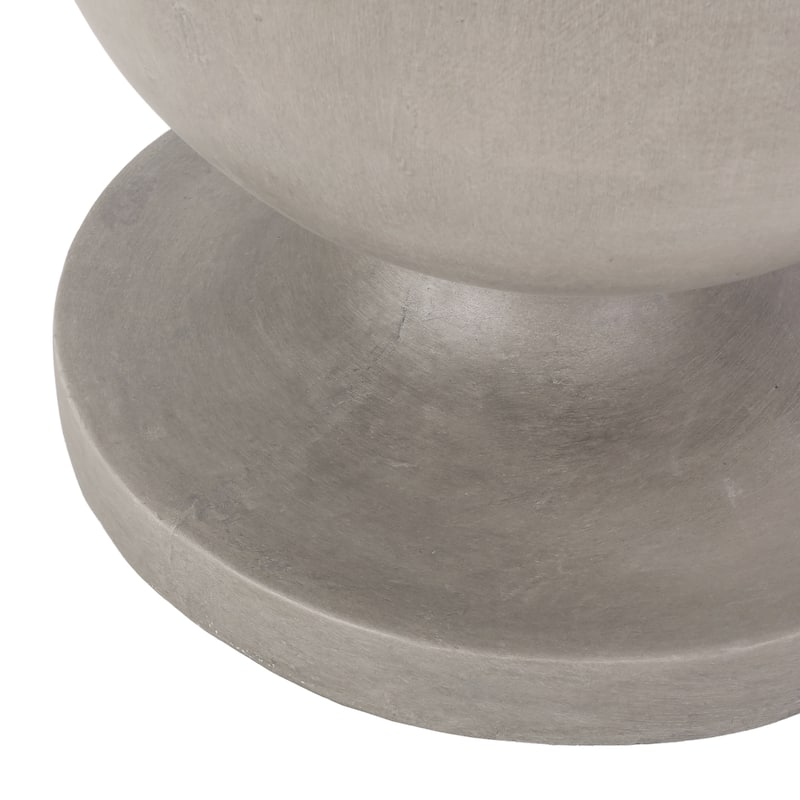 Roomfitters Outdoor Lightweight Concrete Side Table, Modern Sphere Pedestal Accent End Table, Natural