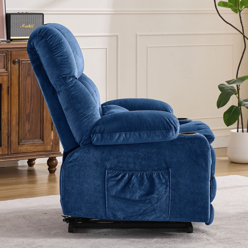 Power Lift Recliner Chair with Heat, Dual Motor Infinite Position Heavy Duty Recliner, Lounge Sofa with USB Ports & Cup Holders
