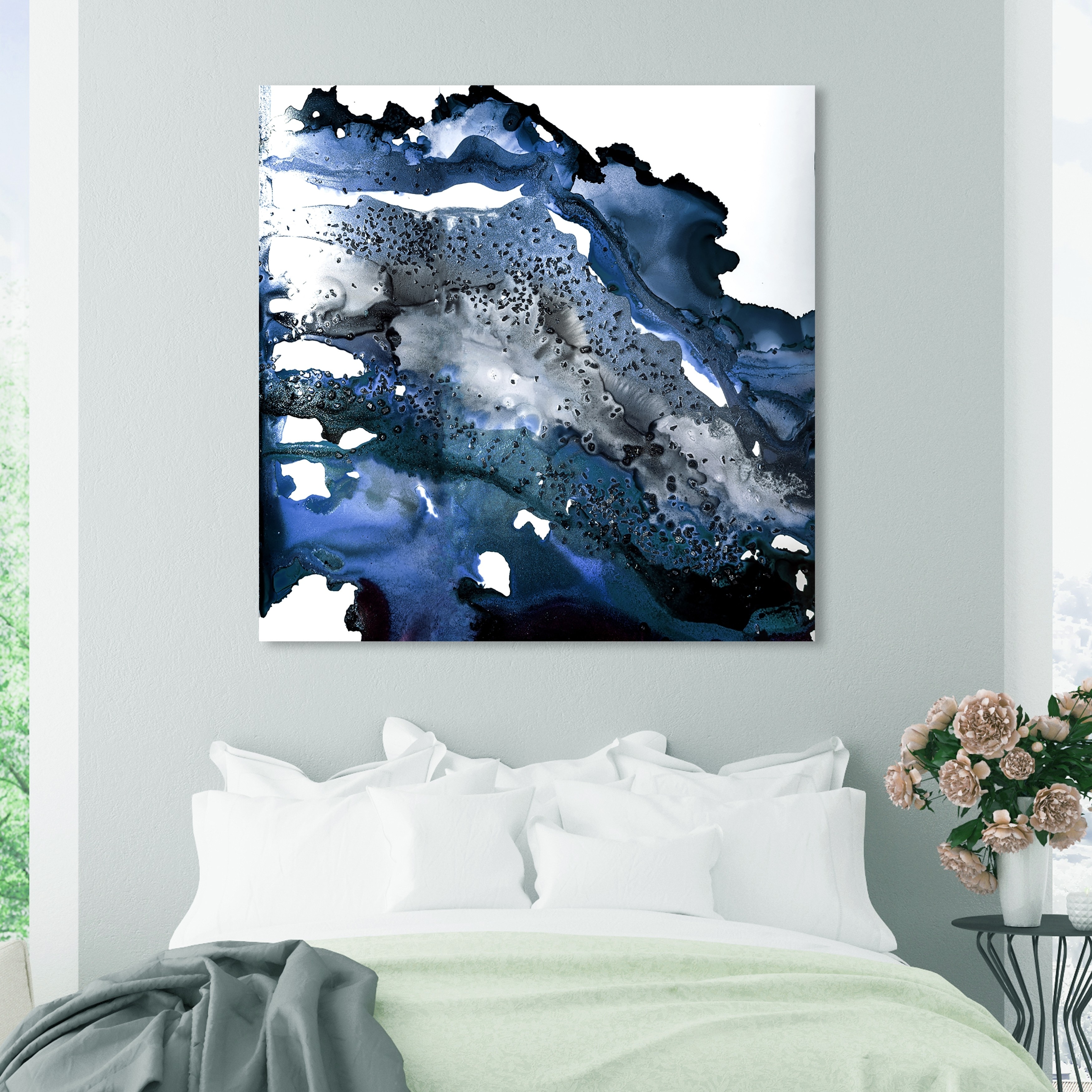Oliver Gal Abstract Wall Art Canvas Prints 'Glitter Navy' Watercolor  Blue, White On Sale Bed Bath  Beyond 30765445