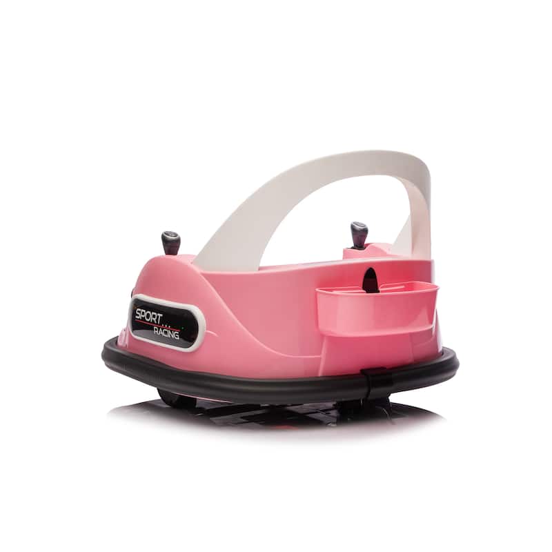 Kids Bumper Car Pink Ride-On Bumper Car with Remote Control, Battery Powered Electric Car with LED Lights