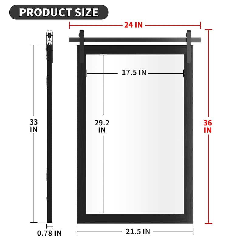 Farmhouse Barn Door Solid Wood Frame Bathroom Vanity Wall Mirror