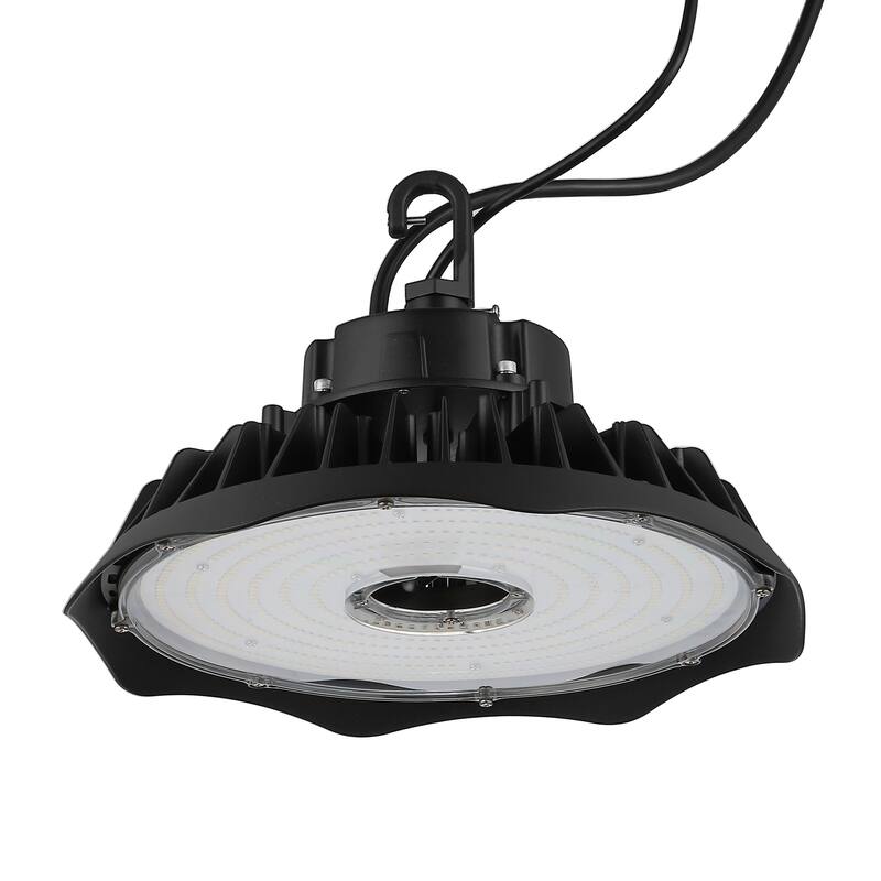 12 in. 200-Watt Integrated LED High Bay Indoor/Outdoor UFO Light with 26000 Lumens 5000K, Black by JONATHAN Y