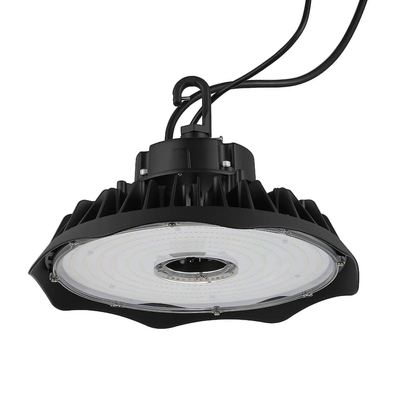 12 in. 200-Watt Integrated LED Motion Sensor High Bay Indoor/Outdoor UFO Light with 26000 Lumens 5000K, Black by JONATHAN Y