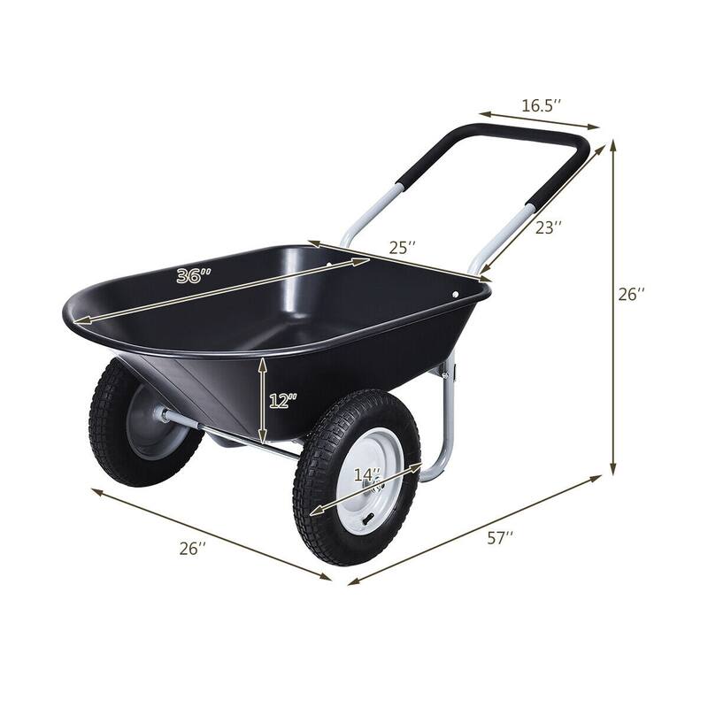 Costway 2 Tire Wheelbarrow Cart Heavy-duty Dolly Utility Cart