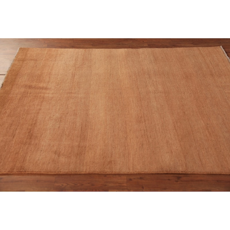 Modern Gabbeh Oriental Area Rug Handmade Tribal Solid Wool Carpet - 4'9" x 6'3"