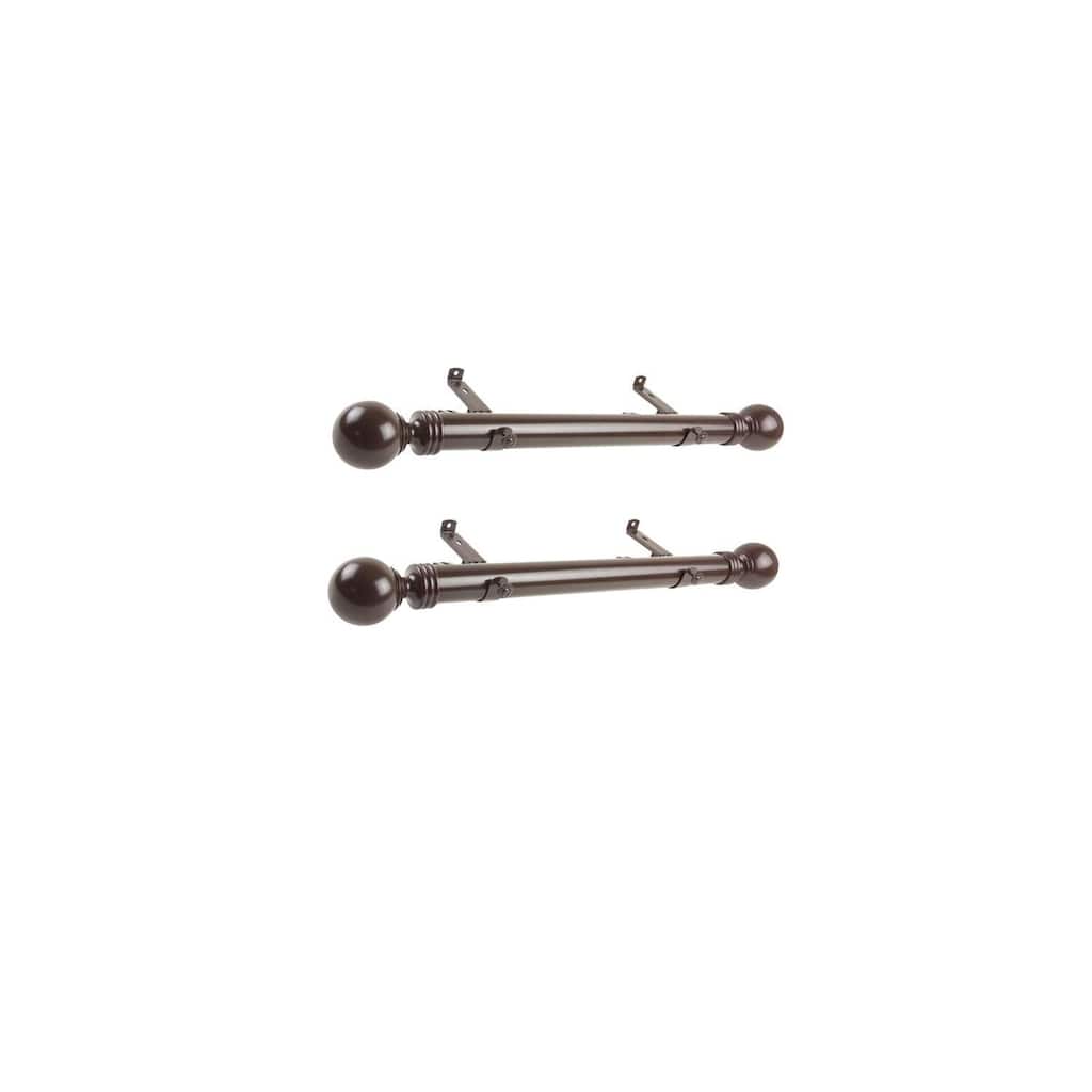 Steel Curtain Rods Set - 12-20 Inch Adjustable Rods with Finials - Drapery Rods for Windows - M