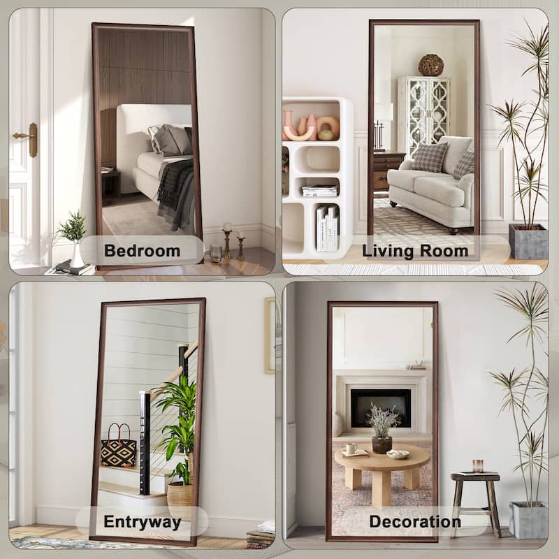 70*32 inch full-body floor mirror with Artificial wood frame, elegant design and durability - Antique brown