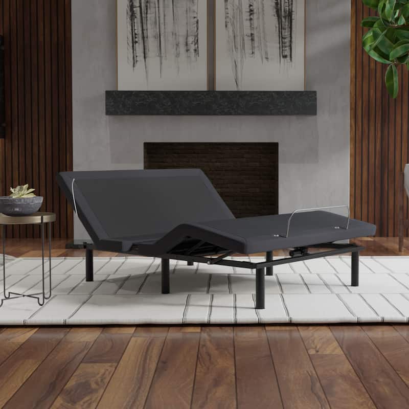 Queen Adjustable Base with Voice Command, Glide Tech, LED Lights, and Zero Clearance Design - DARK GREY